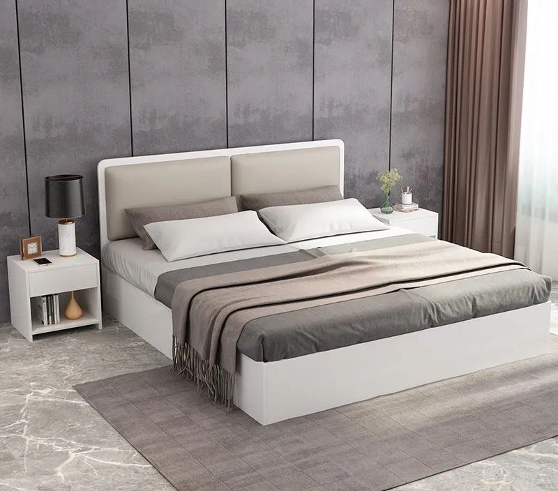Cama doble de melamina para hogar moderno, cama individual de ocio con cajones, cama de pared de madera