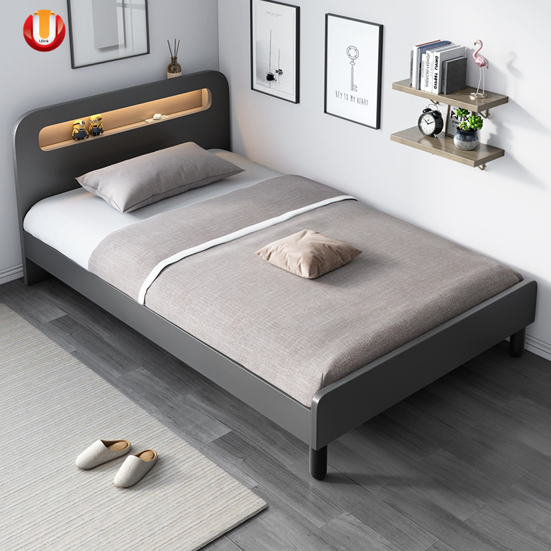 Conjunto de muebles de dormitorio de madera cama plataforma de cuero tapizada tamaño rey reina