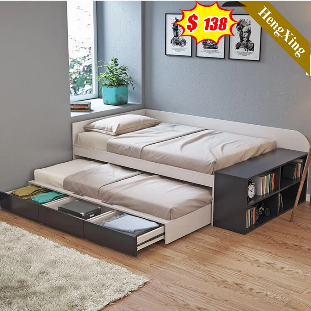 Mueble de dormitorio de cuero para el hogar, cama doble de masaje, cama de madera tamaño rey o reina, cama con caja de almacenamiento en la pared (HX-8ND9337)