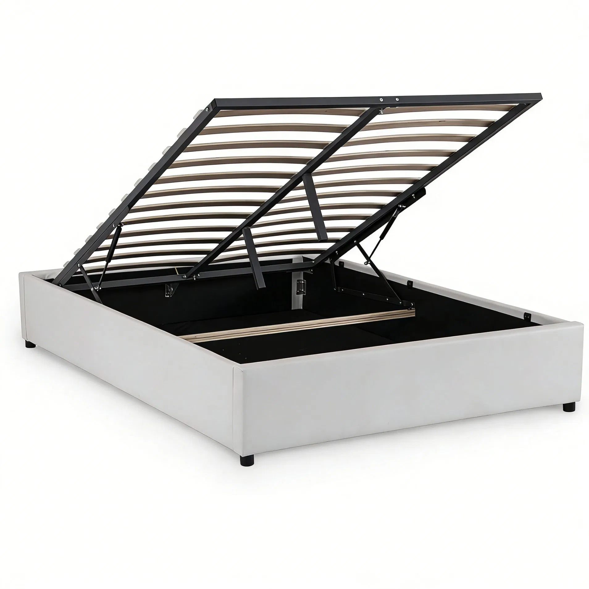 Cama de almacenamiento elevable de buena calidad con superficie tapizada de lujo para dormitorio