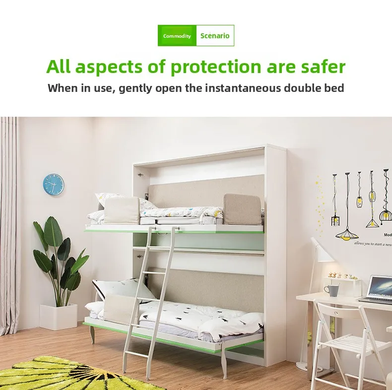 Cama Murphy plegable de tamaño pequeño personalizable para estudiantes, cama de pared con camas invisibles superiores e inferiores, mueble para el hogar
