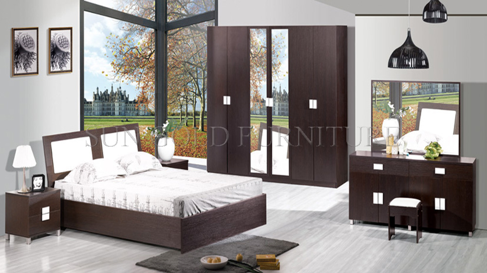 Muebles de dormitorio de alta calidad modernos, juegos de camas de madera de lujo (SZ-BF081)