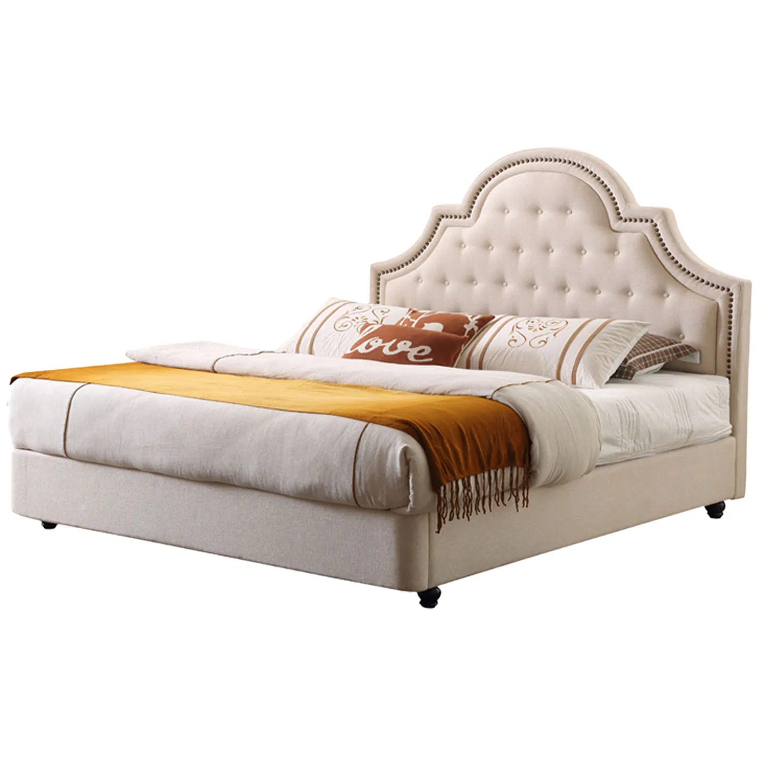 Estructura de cama doble tamaño queen contemporánea para dormitorios elegantes