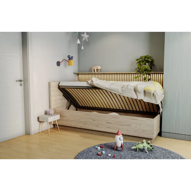 Cama de almacenamiento de cuero gris de diseño doble rey reina