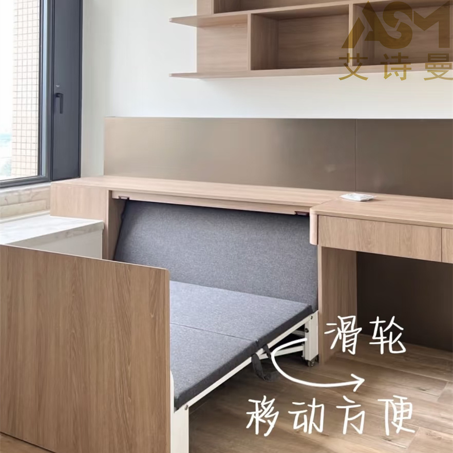 Cama Murphy de lujo de madera moderna plegable para mayoristas, cama doble tapizada de acero, muebles de dormitorio, cama de cuero tamaño king