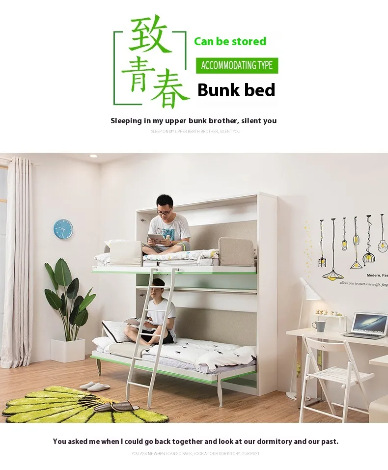 Cama Murphy plegable de tamaño pequeño personalizable para estudiantes, cama de pared con camas invisibles superiores e inferiores, mueble para el hogar