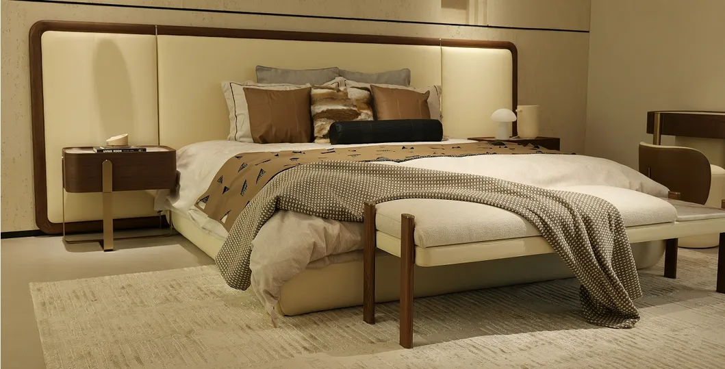 Cama de madera maciza duradera para dormitorio