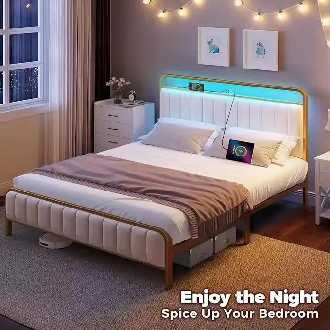 Estructura de cama con listones de metal de alta resistencia