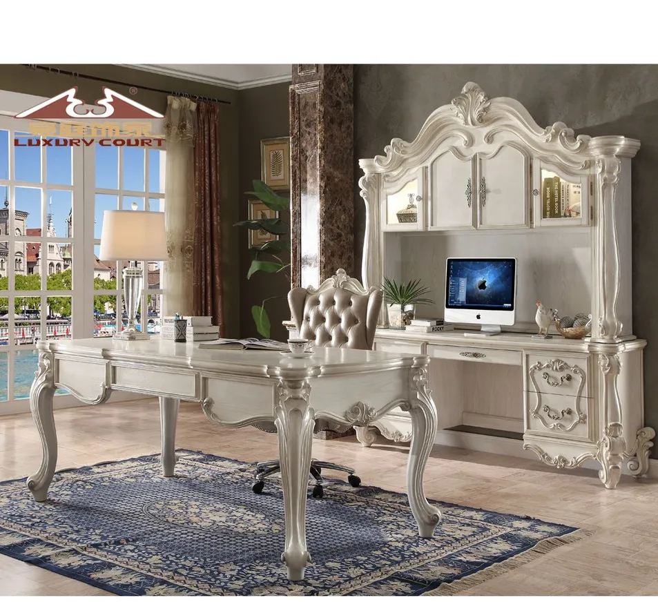 European Hand-Carved Furniture French Luxury Bedroom Sets King Size Solid Wood Bed Canopy Wooden Beds