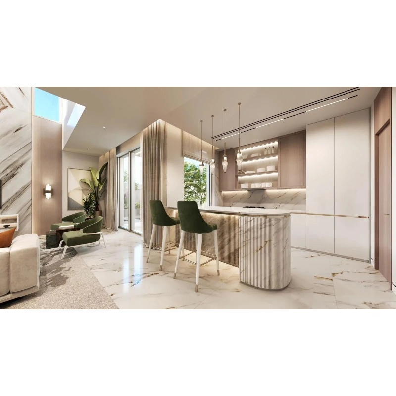 Conjunto de muebles de madera personalizado de lujo moderno de Foshan para toda la casa, sala de estar, dormitorio, cocina, camas y armarios