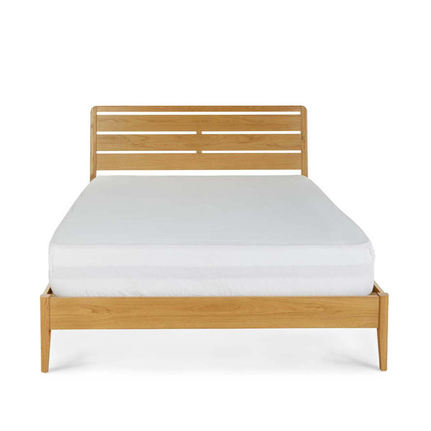 Cama de dormitorio de madera de roble macizo nórdica personalizada y a medida para adultos en tamaño doble, rey y reina