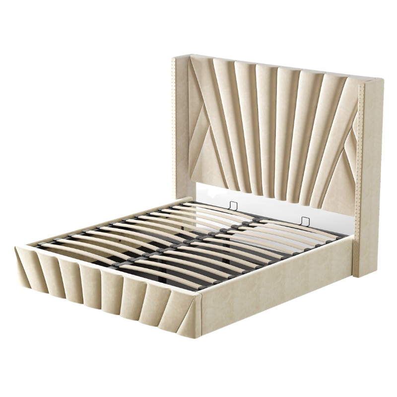 Cama multifuncional para dormitorio, cama de plataforma de tela de PU, cama con almacenamiento y caja contenedora