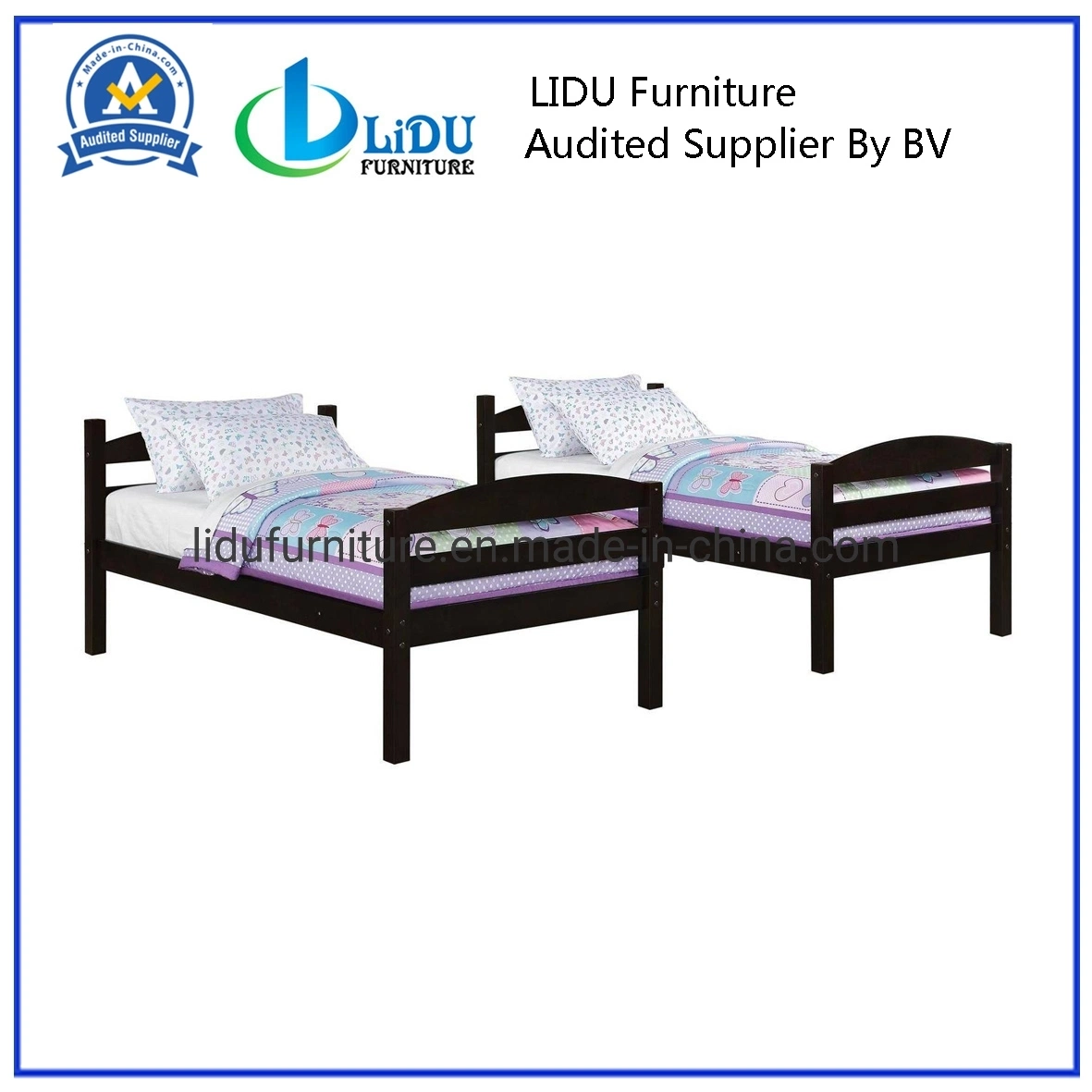 Cama litera de madera maciza con escalera cama de alta calidad para niños