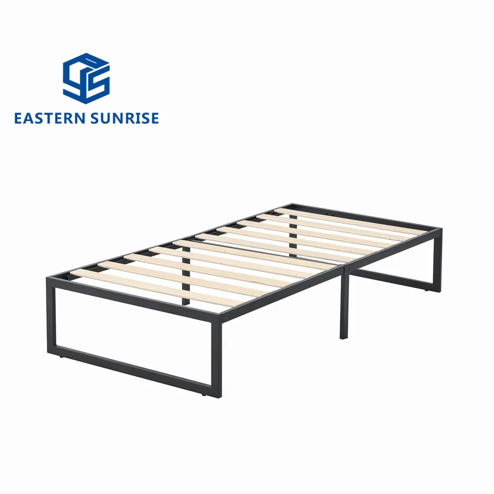 Cama de marco de metal con listones de madera tamaño individual doble para dormitorio cama de hierro