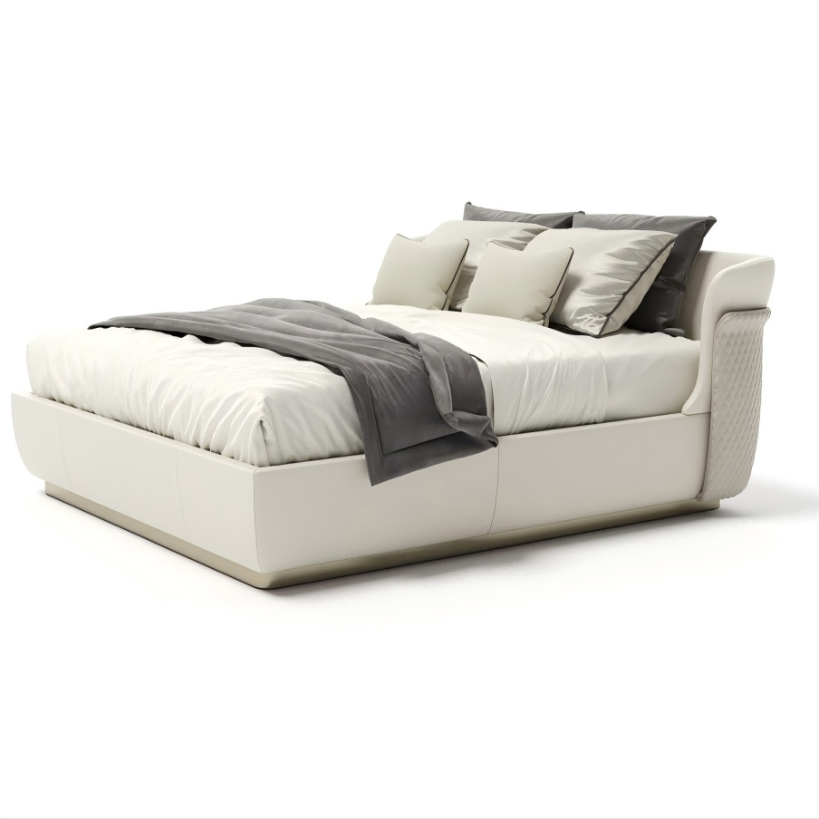 Muebles de dormitorio de cuero lujoso cama tamaño king cama tapizada de lujo