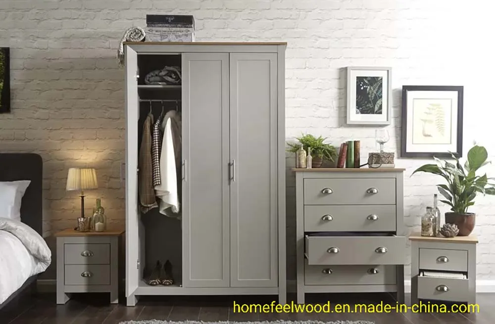 Venta Directa de Fábrica Armario de Madera Moderno para Dormitorio Muebles para el Hogar (HF-WF037)