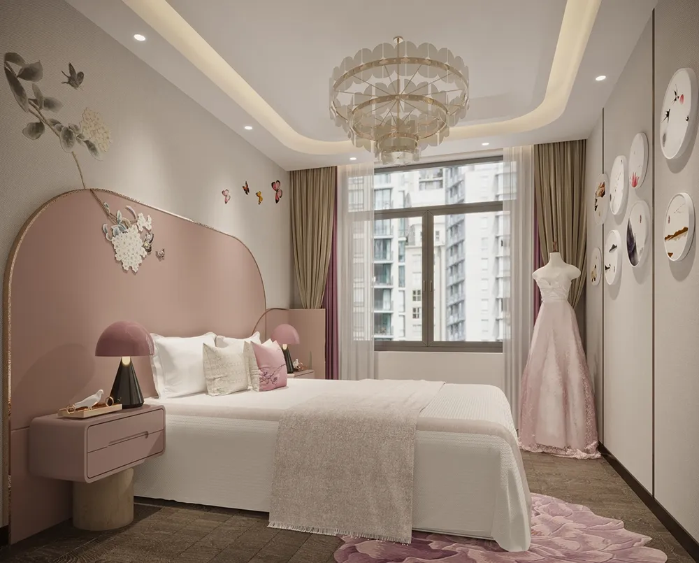 Muebles de dormitorio de lujo moderno, suite completa de penthouse para un espacio de vida de alto nivel