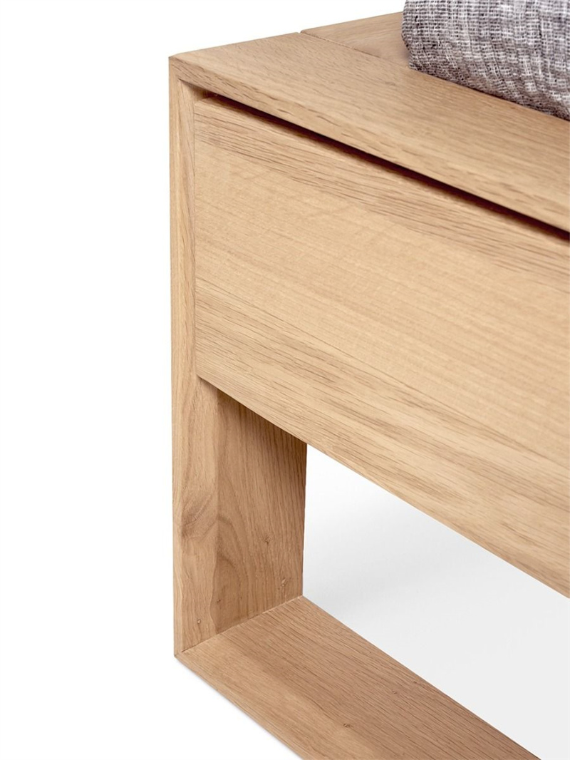 Cama de dormitorio de madera de roble de diseño en forma de II nórdico personalizada de tamaño único y tamaño doble rey