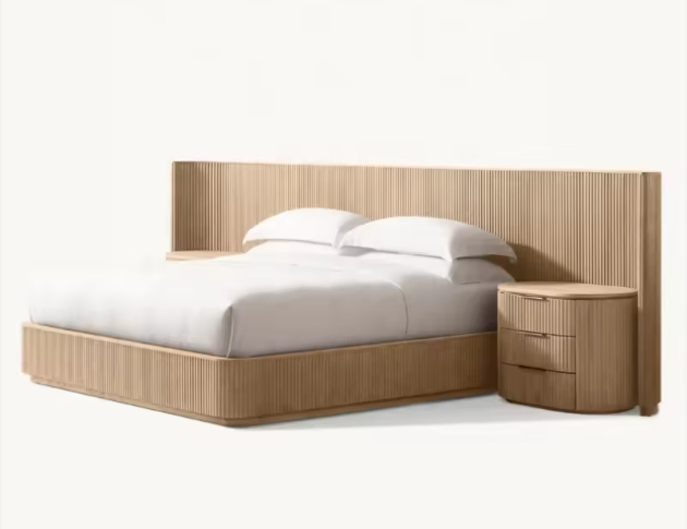 Conjunto de dormitorio de madera de estilo simple, juego de cama doble maestra, cama de madera, conjunto completo de tamaño king, conjunto de muebles de dormitorio económico
