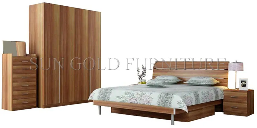Muebles de dormitorio de alta calidad modernos, juegos de camas de madera de lujo (SZ-BF081)