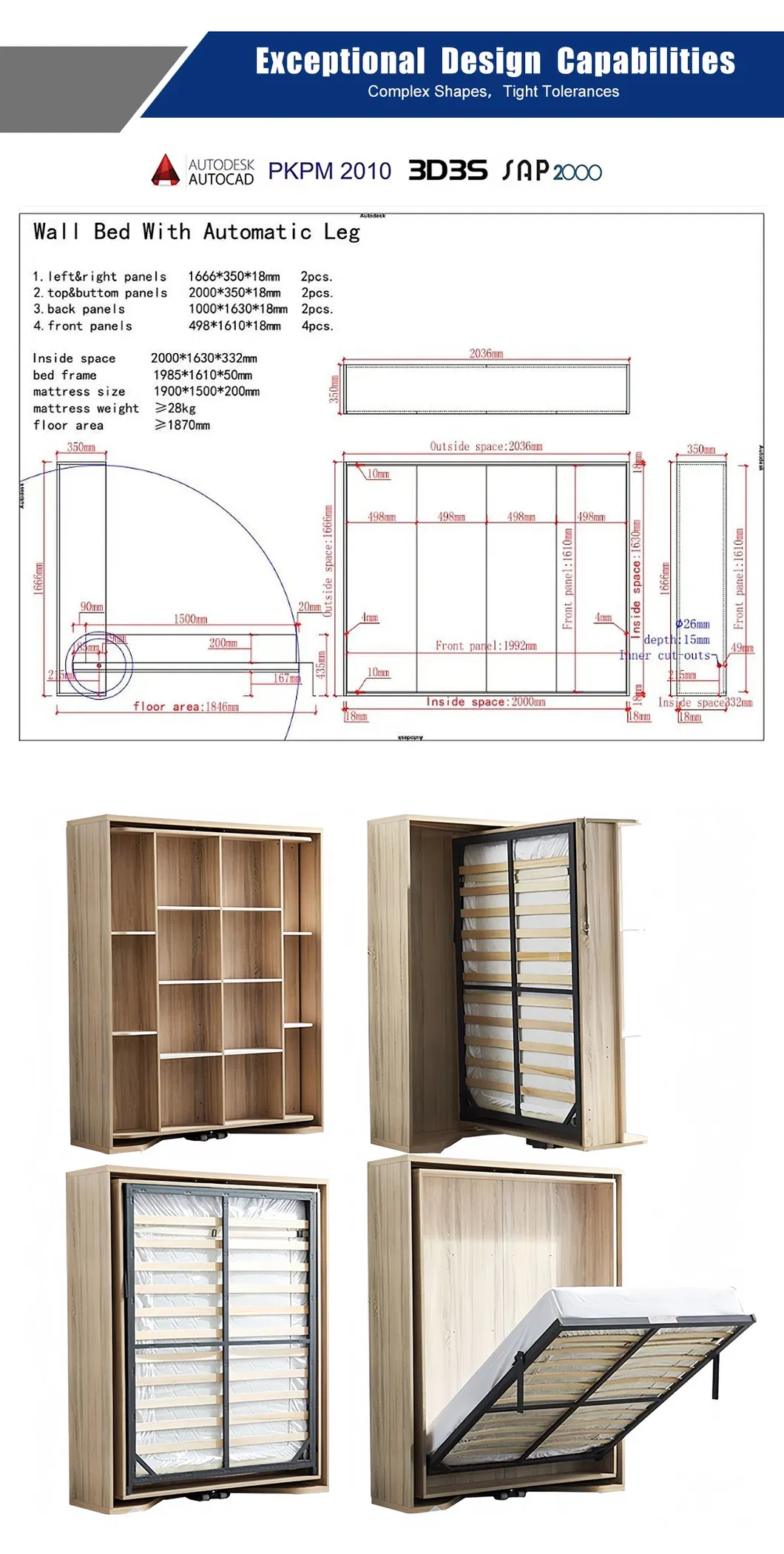 Cama moderna tapizada y elegante con almacenamiento de elevación a gas