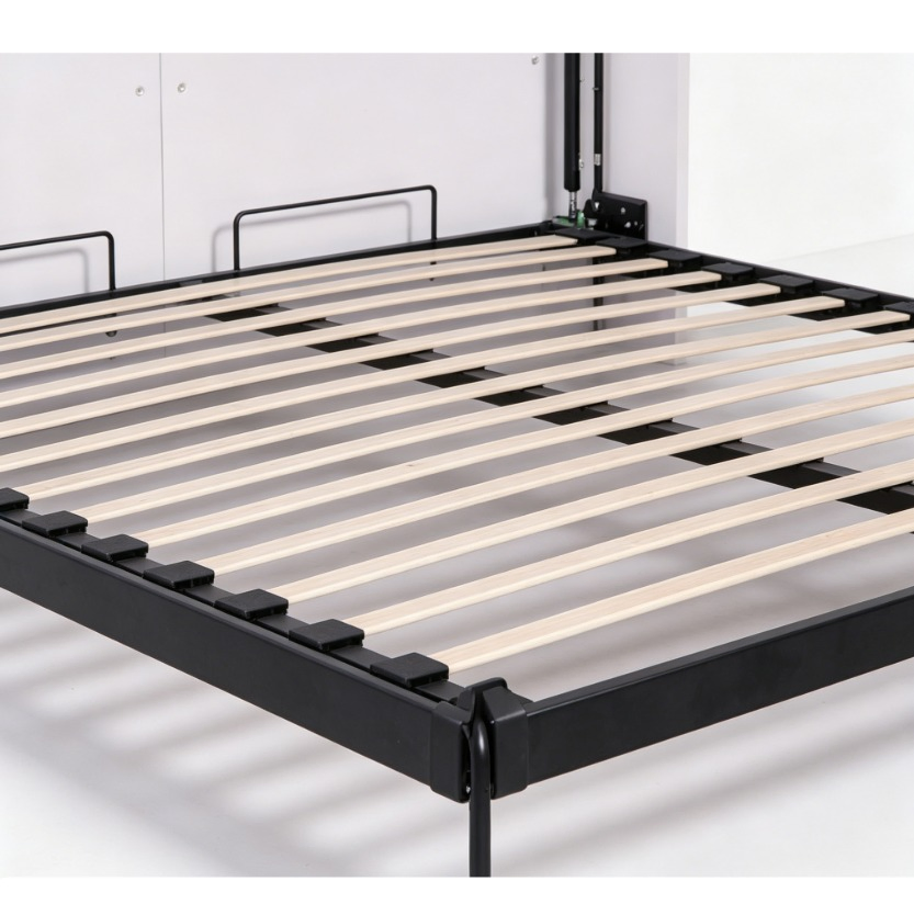 Armario de cama abatible de madera maciza tradicional con estantes de almacenamiento y mecanismo de seguridad