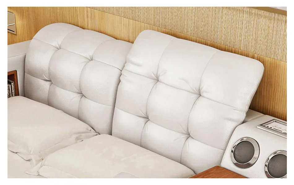 Muebles de dormitorio de lujo multifuncionales al por mayor de China, cama moderna inteligente tamaño king con almacenamiento, cama queen de cuero con masaje