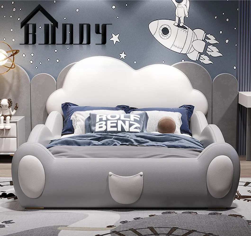 Conjunto de cama de cuero tamaño rey y reina para niños muebles cama