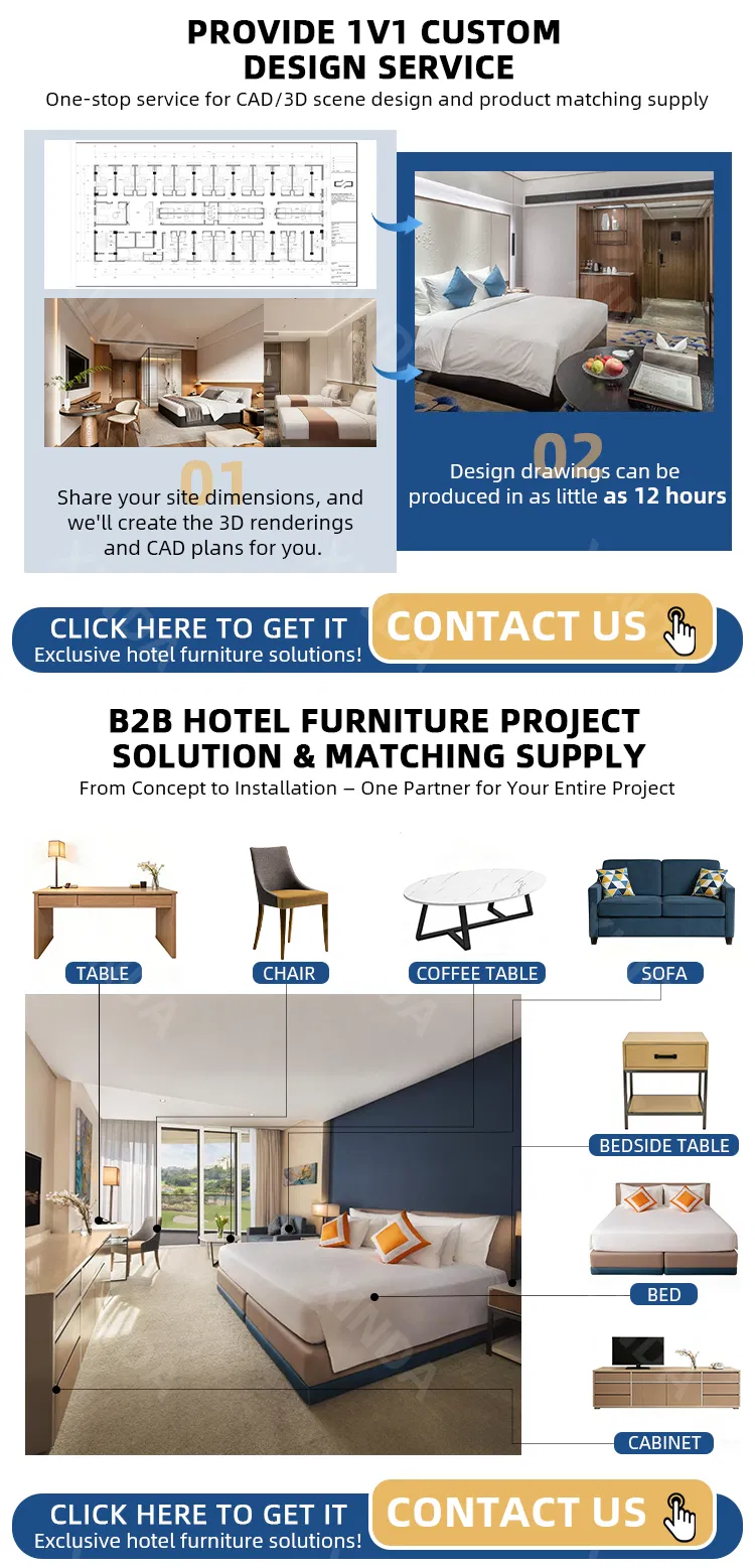 Conjunto de muebles de dormitorio de hotel de lujo moderno cama tamaño queen king de madera para hoteles
