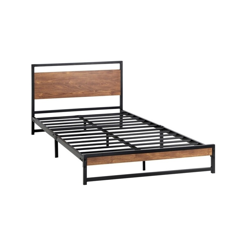 Solución de instalación fácil para el dormitorio, cama de plataforma de acero, cama de hierro con cabecera, cama de tamaño king, queen y full, marco de cama de metal