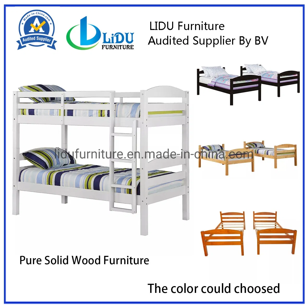 Muebles para dormitorio infantil de madera maciza, cama litera para niños con tobogán y escaleras