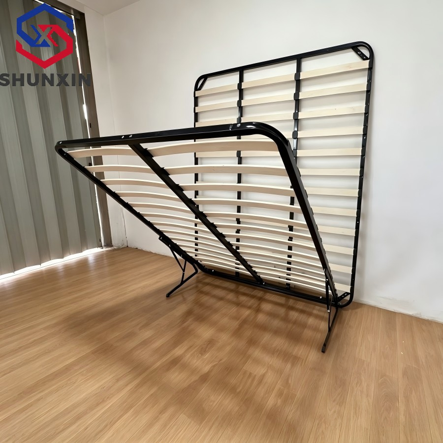 Cama moderna tapizada y elegante con almacenamiento de elevación a gas