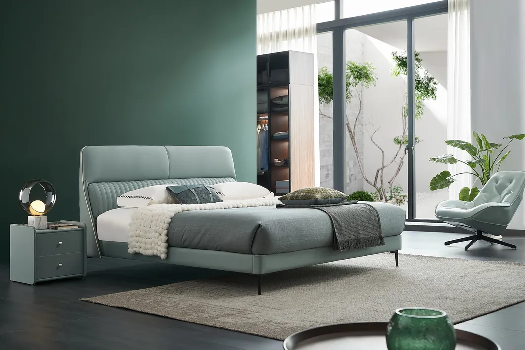 Cama plataforma doble de cuero sintético con almacenamiento, juego de dormitorio queen