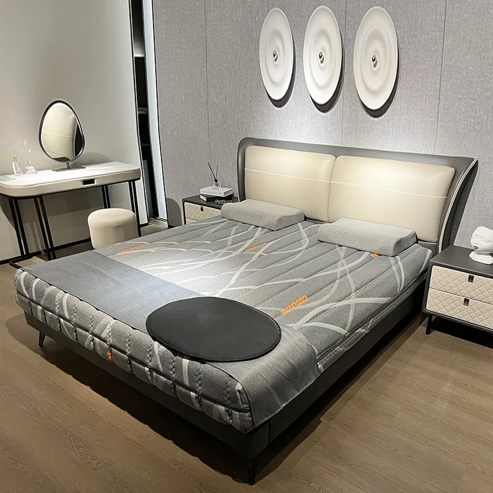 Cama doble de cuero tamaño queen king con cabecera de marco moderno