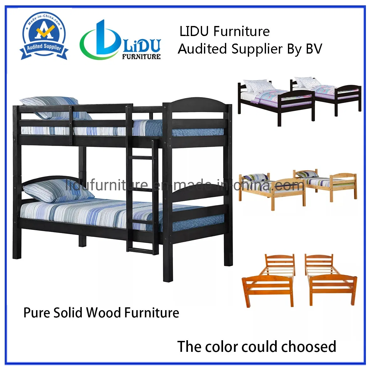 Muebles para dormitorio infantil de madera maciza, cama litera para niños con tobogán y escaleras
