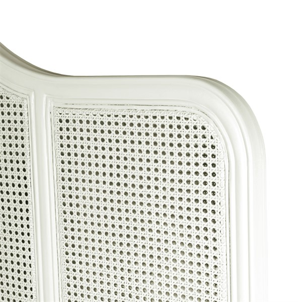 Cama de mimbre doble personalizada moderna hecha a mano en blanco cálido, cama de roble de tamaño doble, individual, king y queen para dormitorio