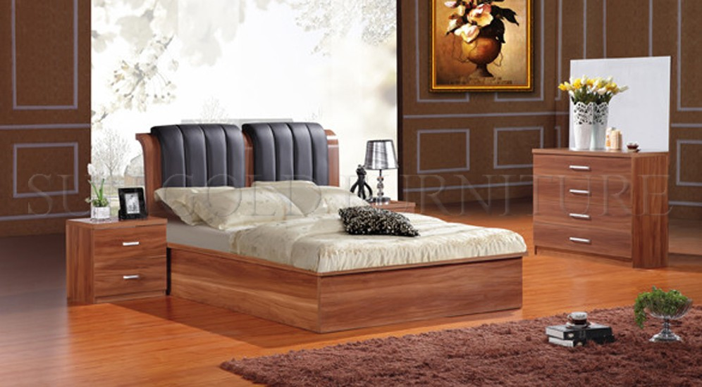 Muebles de dormitorio de alta calidad modernos, juegos de camas de madera de lujo (SZ-BF081)