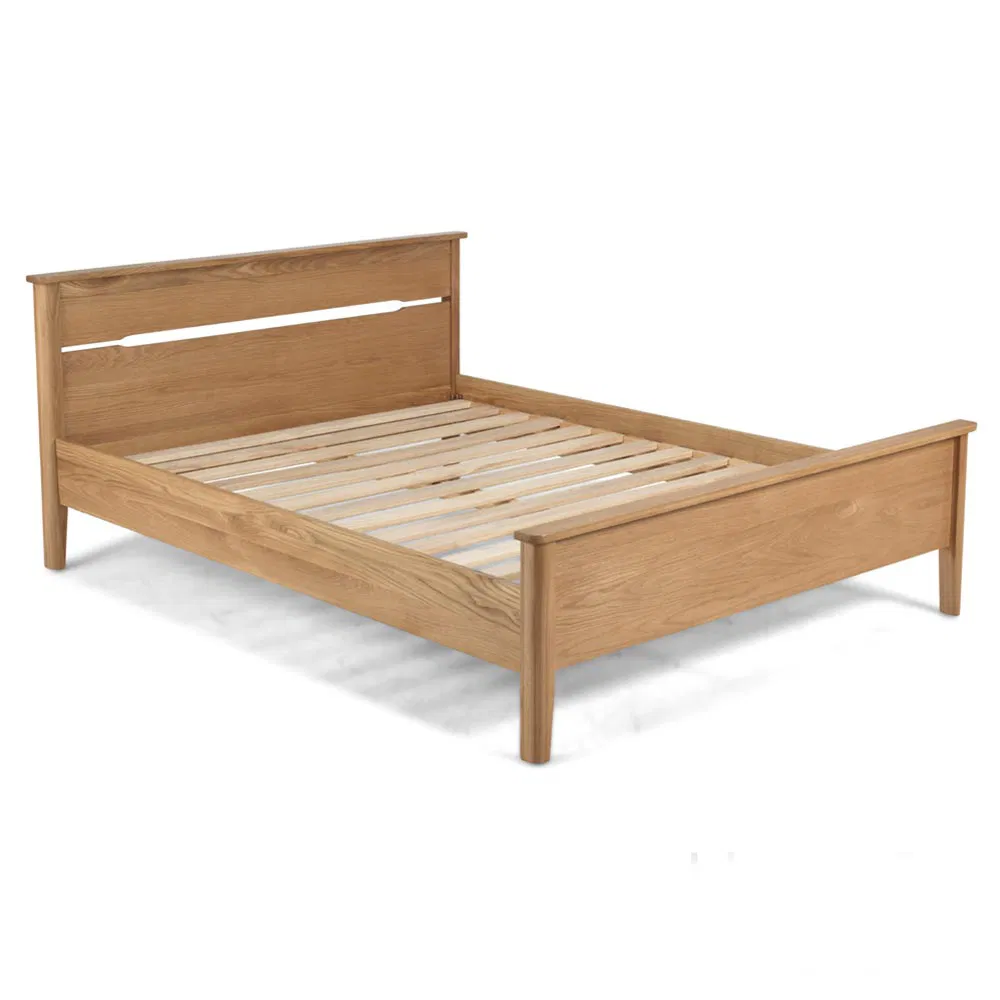 Muebles de dormitorio al por mayor ODM de China, cama de madera de roble macizo de tamaño doble con marco Nova