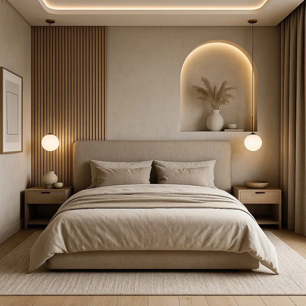 Cama de madera robusta de alta calidad con listones sólidos para dormitorio de casa grande