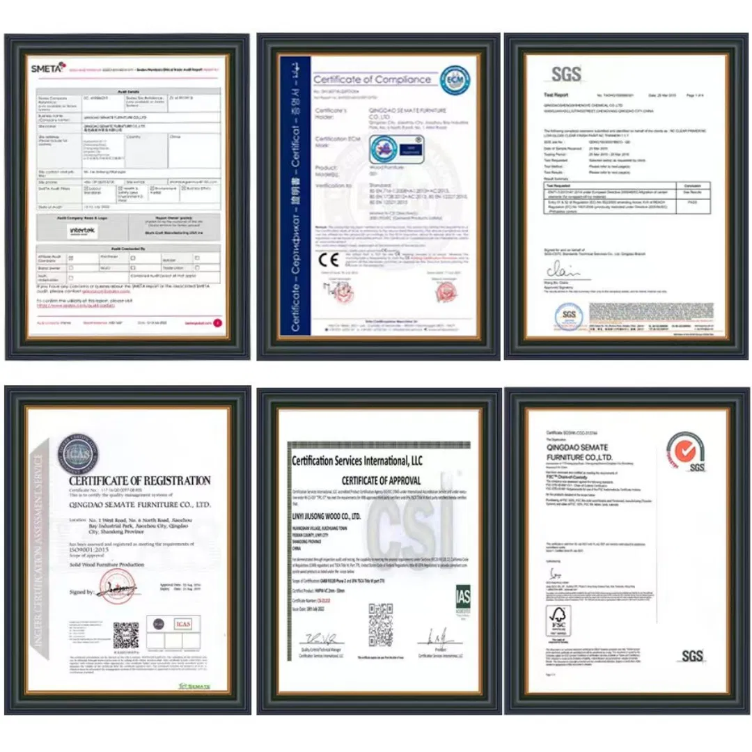 Certificados de calidad internacionales de la fábrica