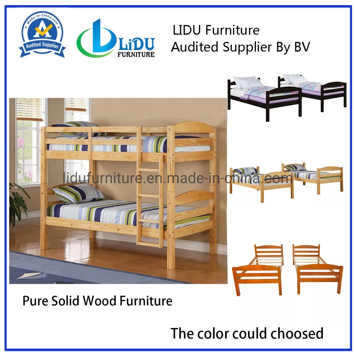 Muebles para dormitorio infantil de madera maciza, cama litera para niños con tobogán y escaleras