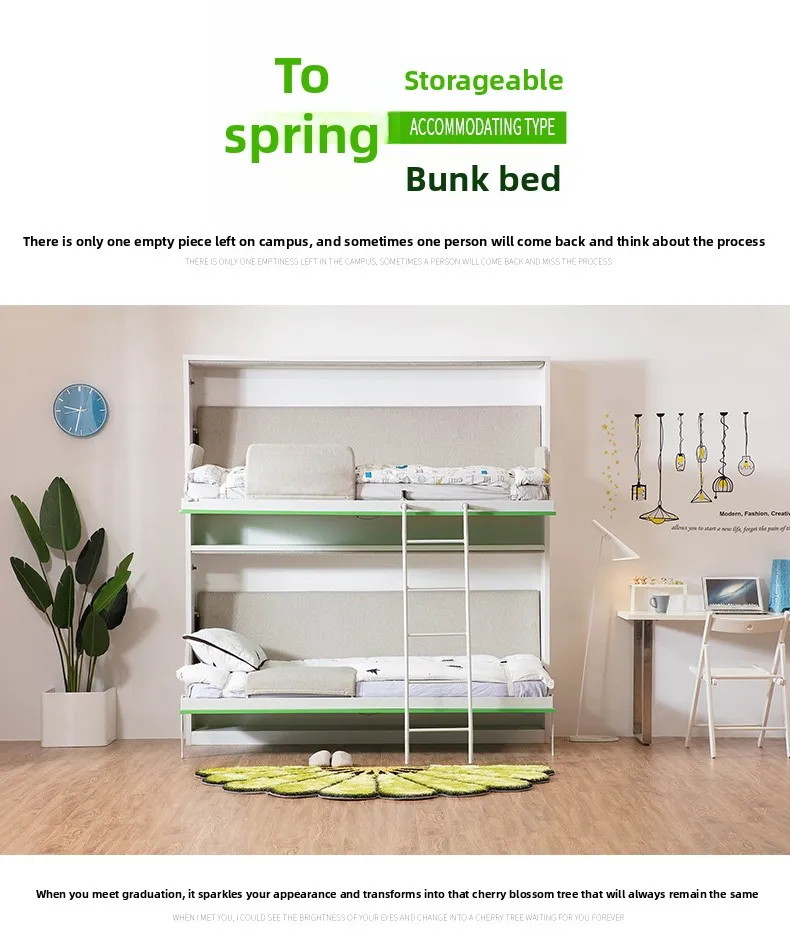 Cama Murphy plegable de tamaño pequeño personalizable para estudiantes, cama de pared con camas invisibles superiores e inferiores, mueble para el hogar