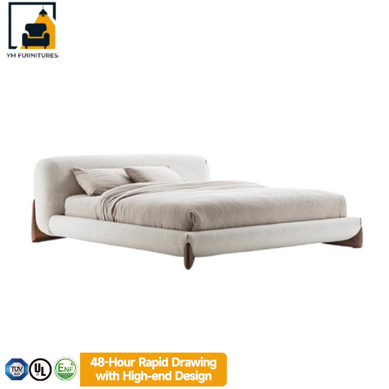 Cabecera Vila para dormitorio principal, conjunto de muebles de dormitorio de madera blanca tapizada