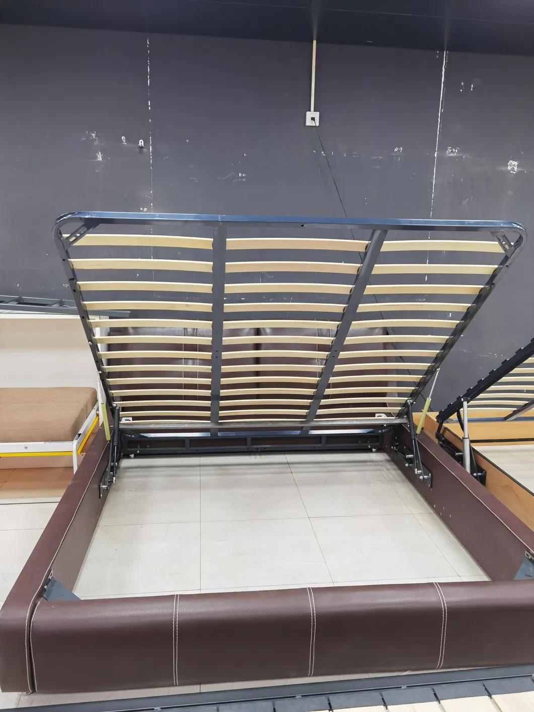 Cama multifuncional para dormitorio, cama de plataforma de tela de PU, cama con almacenamiento y caja contenedora