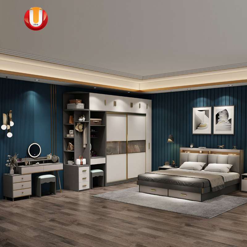 Cama moderna de madera con colchón, murphy, cápsula, cuero sintético, dormitorio, tamaño doble, reina, individual, rey