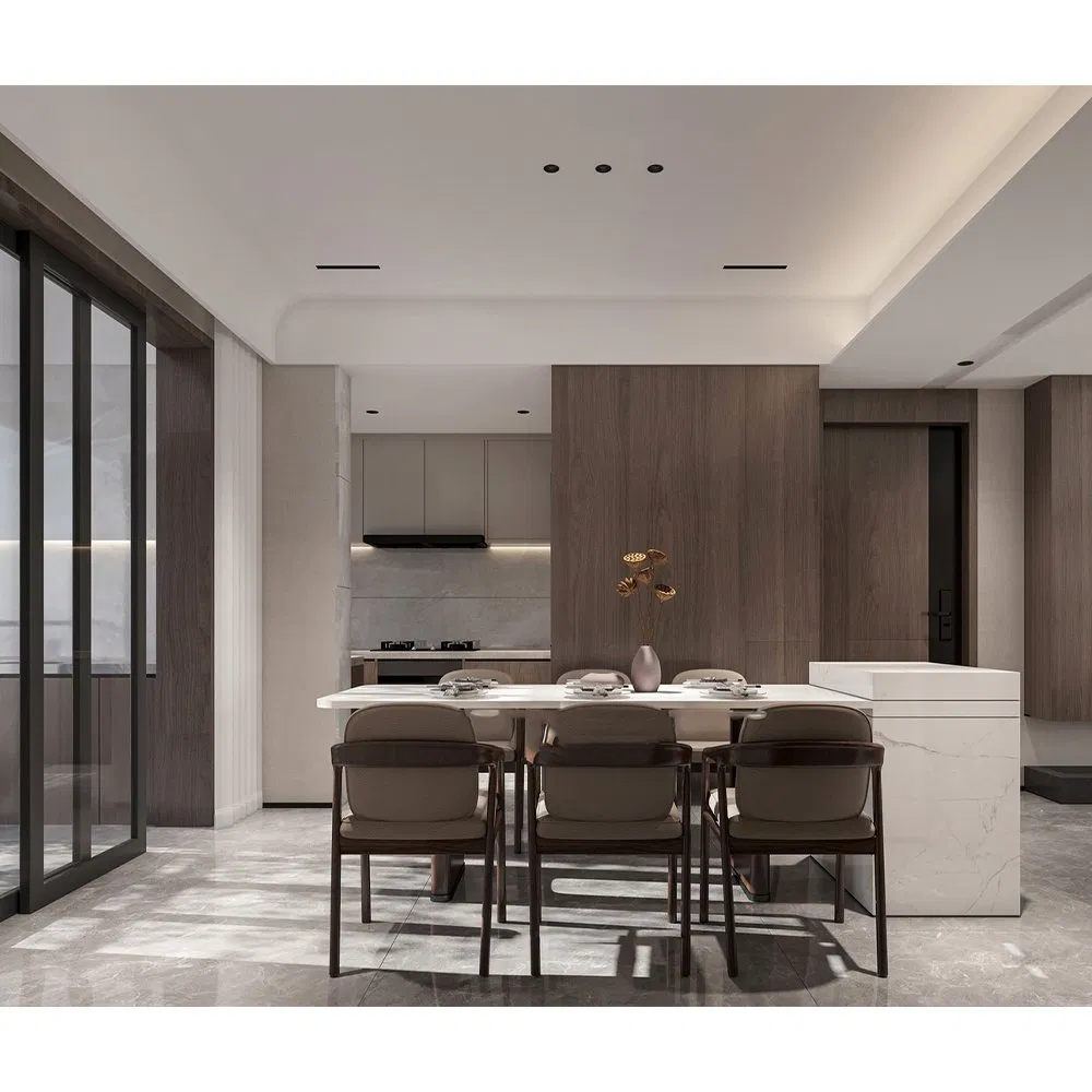 Conjunto de muebles de dormitorio de lujo ligero italiano, suite de villa en ático para hotel y villa de lujo