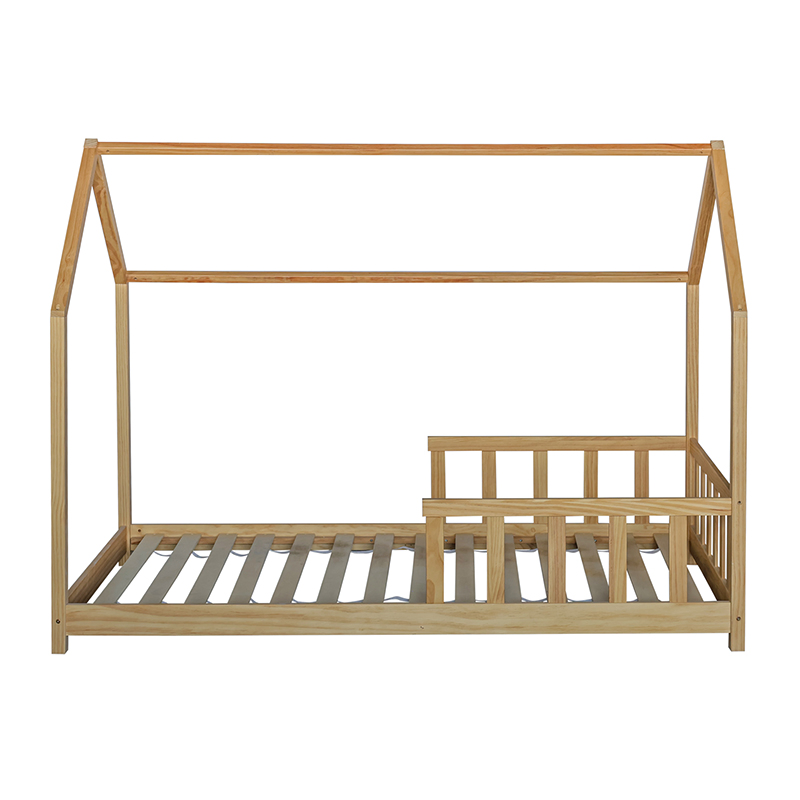 Cama de plataforma de madera maciza con techo