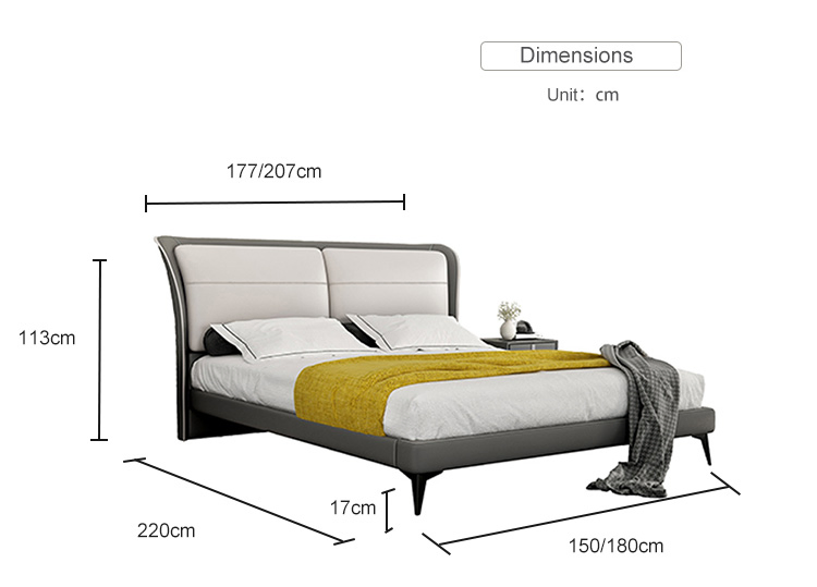 Cama doble de cuero tamaño queen king con cabecera de marco moderno
