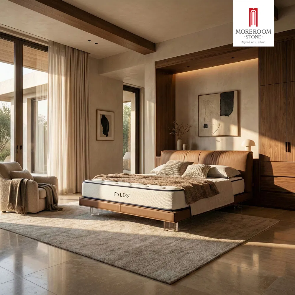 Diseño Flotante Suite Principal para Villa Ultra Moderna con Cabecera Montada en la Pared y Mesitas de Noche