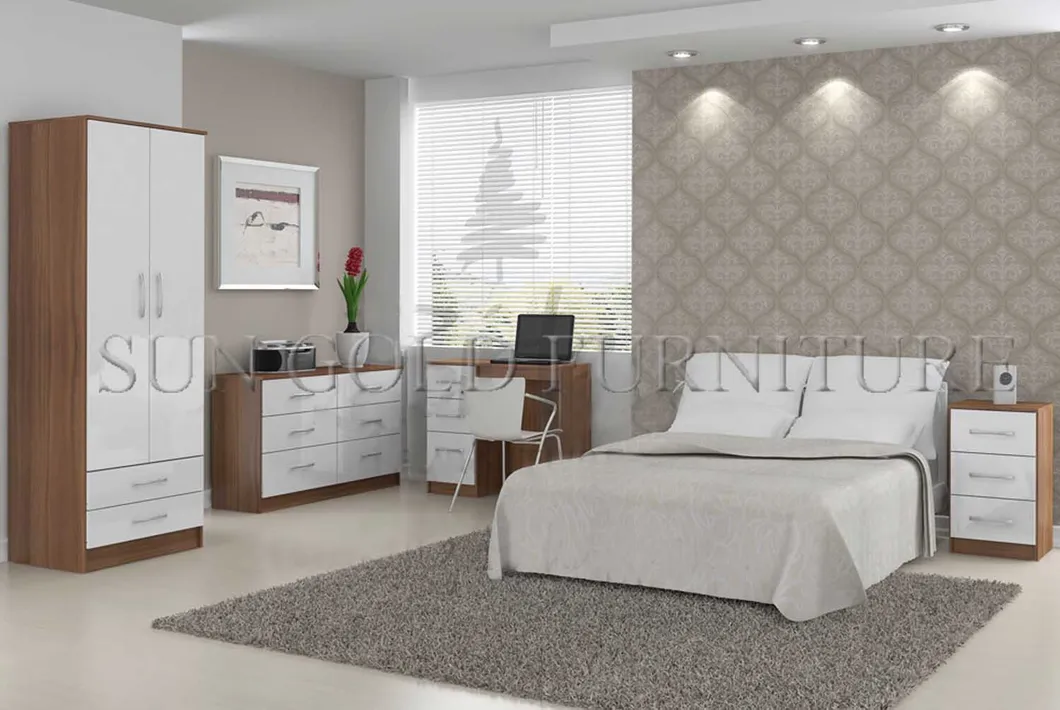 Muebles de dormitorio de alta calidad modernos, juegos de camas de madera de lujo (SZ-BF081)